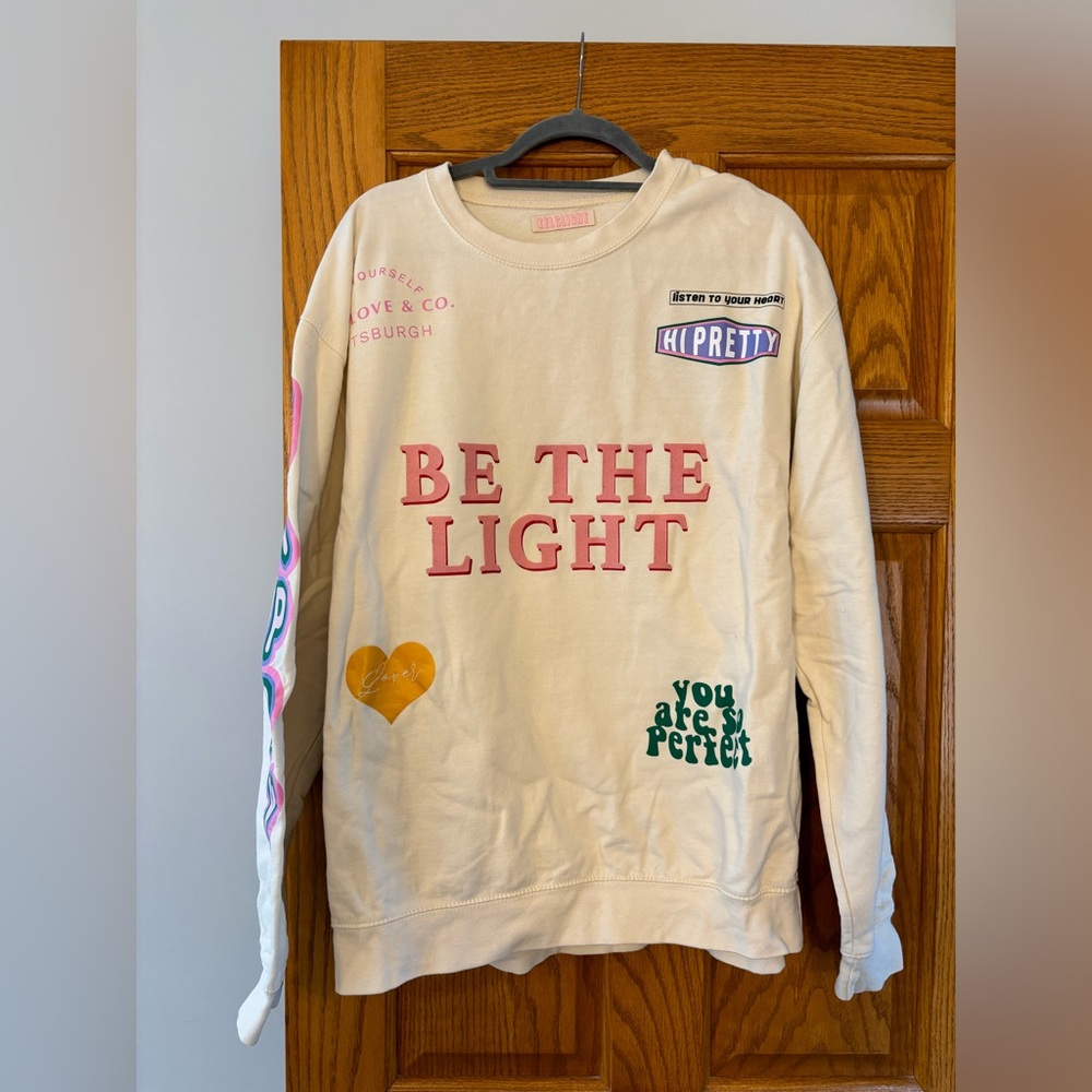Skullhouse Beige Graphic Sweatshirt with Colorful Patches